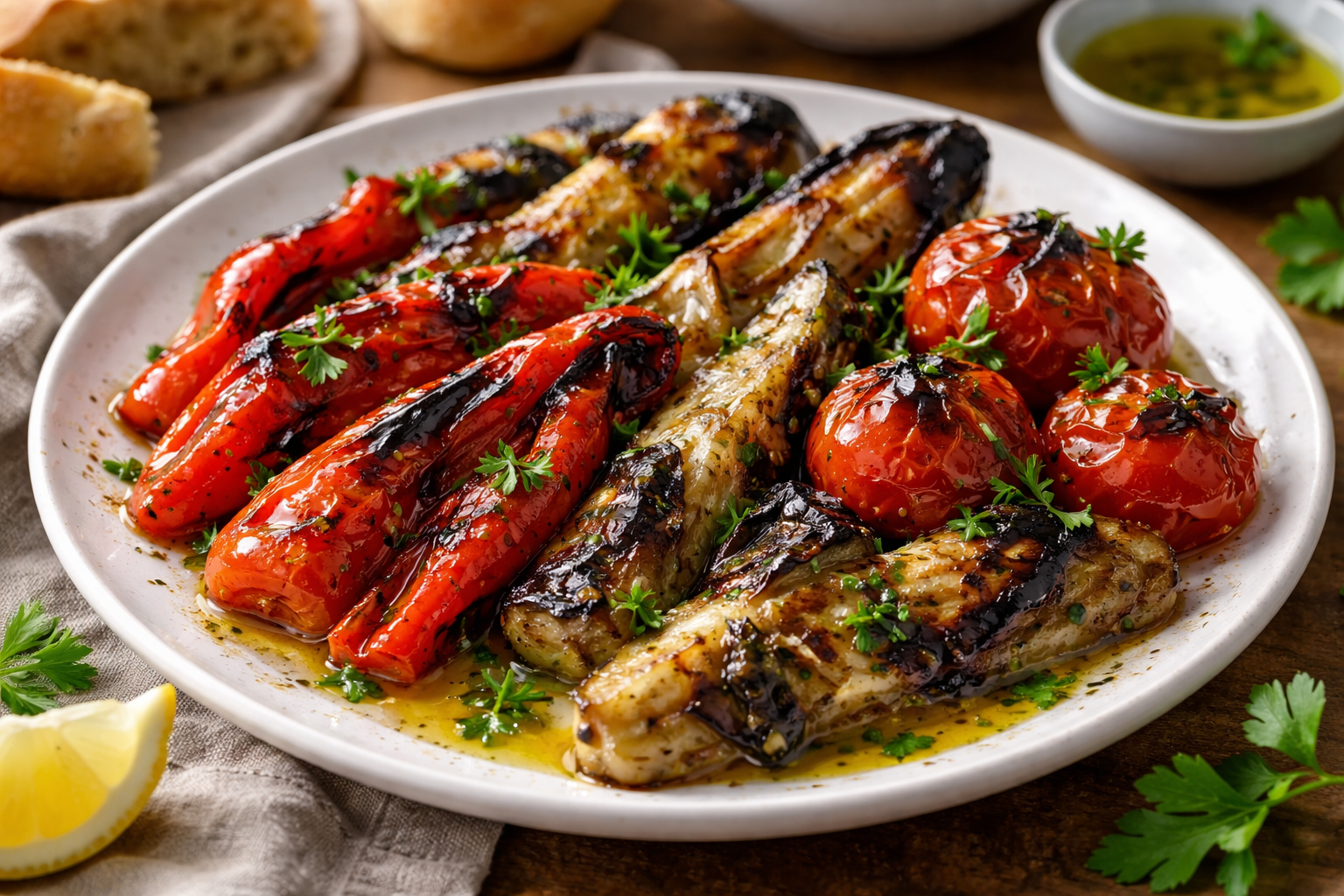 Közlenmiş sebze tabağı