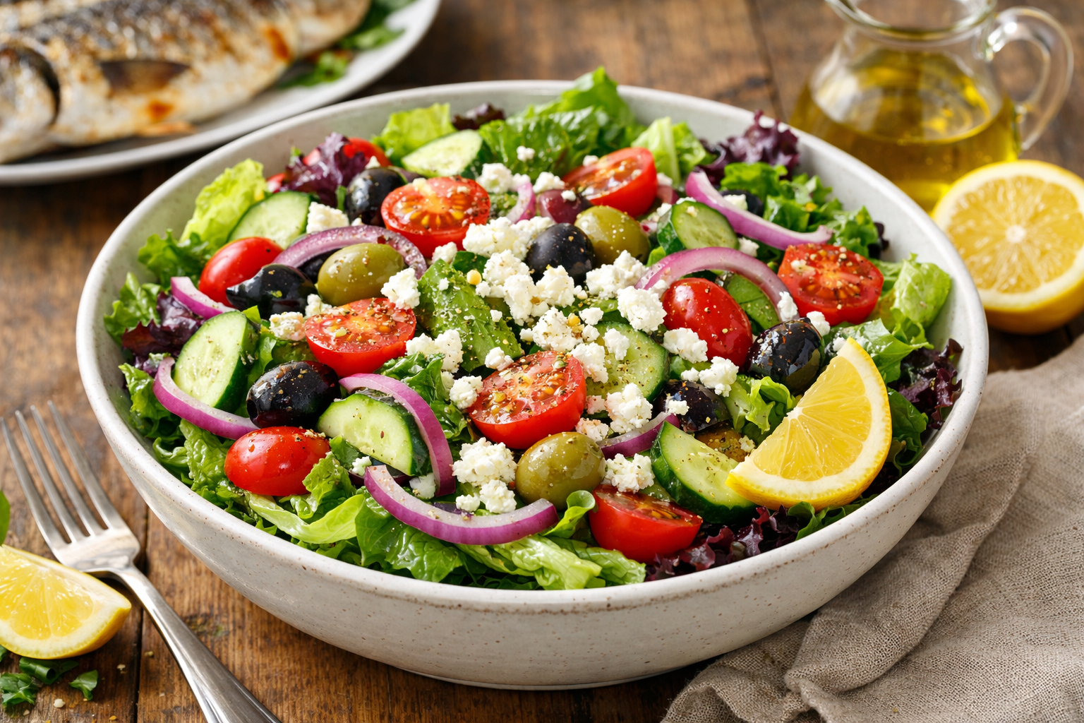 Limon soslu mevsim salatası