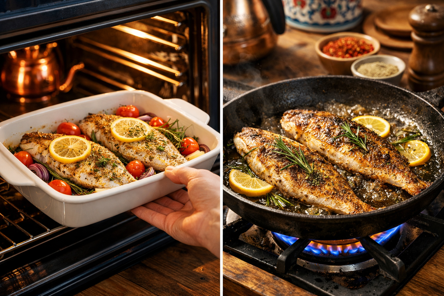 Fırında ve tavada balık pişirme
